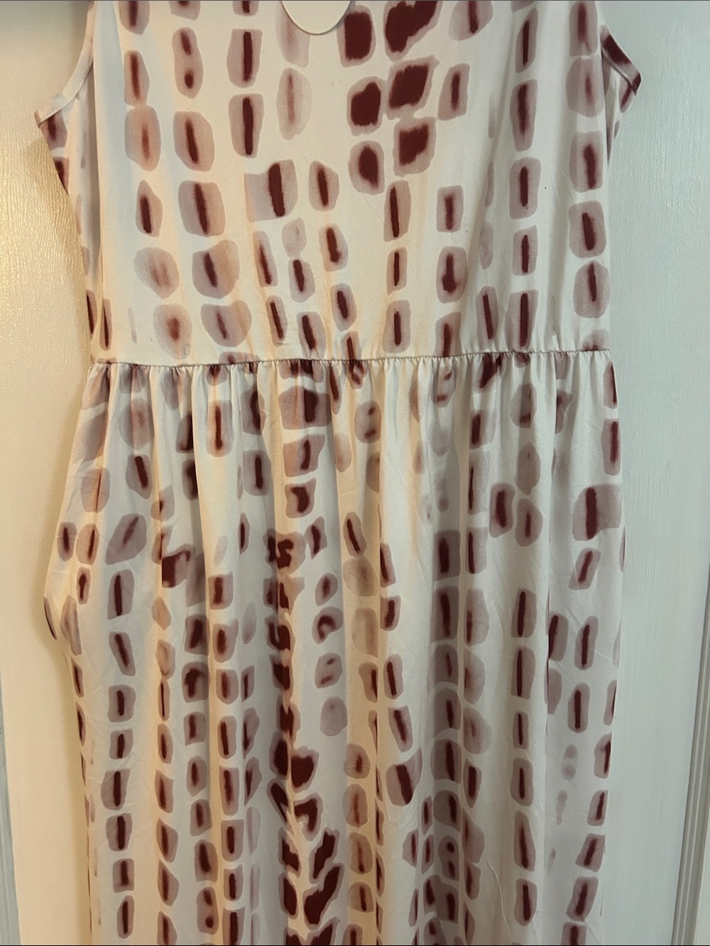 Cream Maxi Dress with Dusty Rose Spot Print - Picture 4 of 5